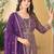 Purple color beautiful embroidered georgette fabric free size stitched anarkali dress