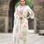 White georgette floral digital print kurta with rayon bottom & printed dupatta set