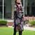 Black georgette floral digital print kurta with rayon bottom & printed dupatta set