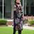 Black georgette floral digital print kurta with rayon bottom & printed dupatta set