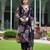 Black georgette floral digital print kurta with rayon bottom & printed dupatta set