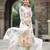 White georgette floral digital print kurta with rayon bottom & printed dupatta set