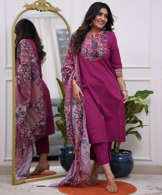 Women's Gorgeous Printed Rayon Stright Kurta Pant with Dupatta Set 4