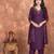 Deep wine roman silk embroidered kurta with pant & chanderi dupatta set