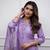 Purple embroidered rayon slub kurta with pant & chanderi cotton dupatta set