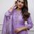Purple embroidered rayon slub kurta with pant & chanderi cotton dupatta set