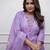 Purple embroidered rayon slub kurta with pant & chanderi cotton dupatta set