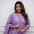Purple embroidered rayon slub kurta with pant & chanderi cotton dupatta set