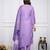Purple embroidered rayon slub kurta with pant & chanderi cotton dupatta set