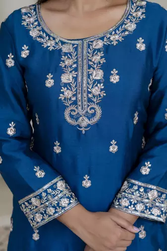 Designer chinon ready to wear kurta plazo dupatta for women