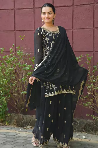 Designer georgette sharara suit dupatta for women