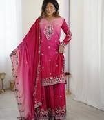 Designer chinon sharara suit dupatta for women