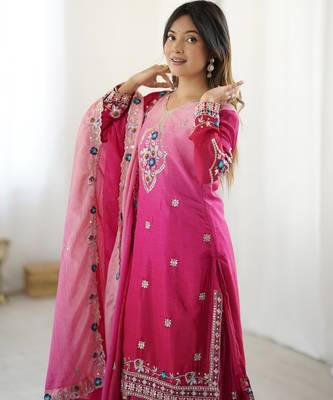 Designer chinon sharara suit dupatta for women 3