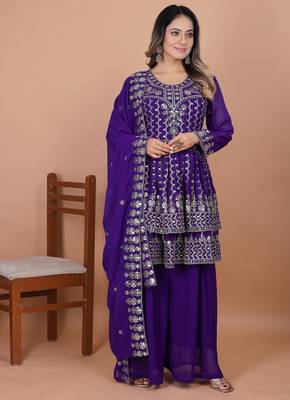 Designer georgette sharara suit dupatta for women 4