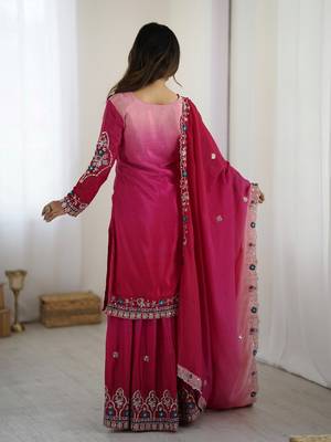 Designer chinon sharara suit dupatta for women 4