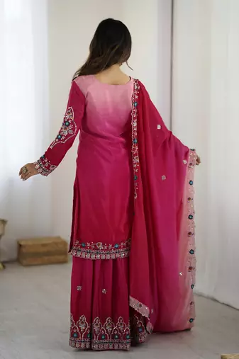 Designer chinon sharara suit dupatta for women