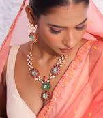 Multicolor gold plated stone necklace set