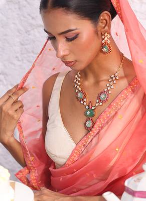 Multicolor gold plated stone necklace set 3