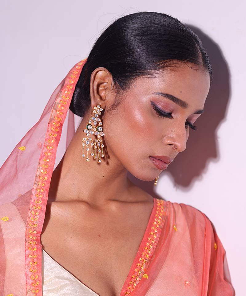 Gold plated kundan earrings