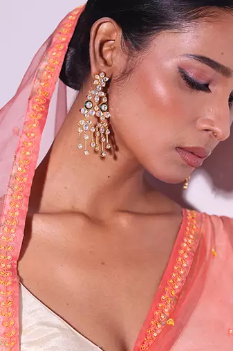 Gold plated kundan earrings