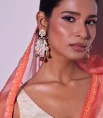 Multicolor gold plated kundan earrings