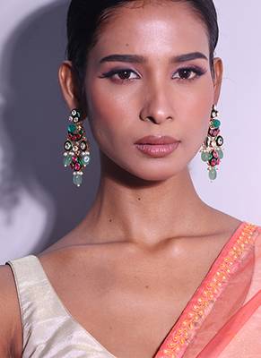 Multicolor gold plated beaded jewellery earrings 2