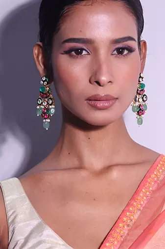 Multicolor gold plated beaded jewellery earrings
