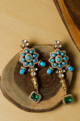 Blue stone gold plated necklace set