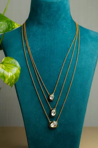 Silver stone gold plated necklace set