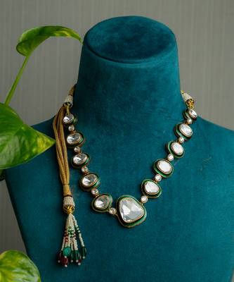 Silver stone gold plated necklace set 3