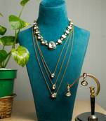 Silver stone gold plated necklace set