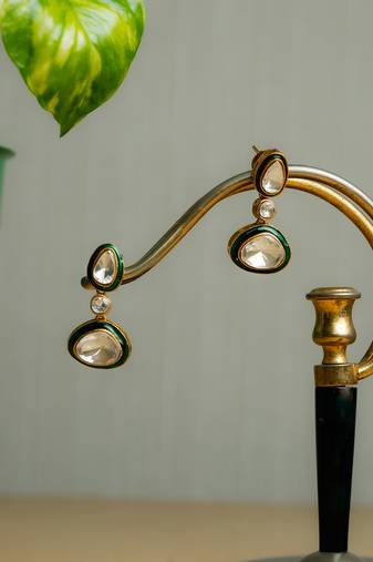 Silver stone gold plated earrings