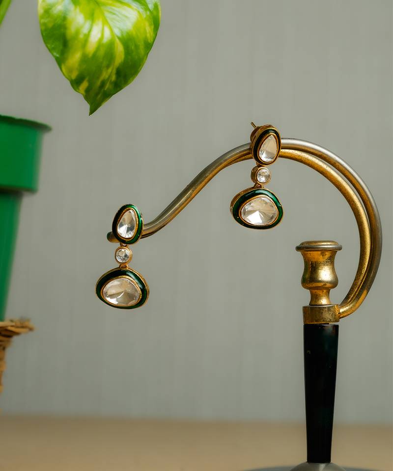 Silver stone gold plated earrings