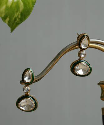 Silver stone gold plated earrings 2