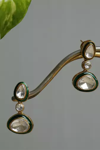 Silver stone gold plated earrings