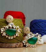 Green stone gold plated earrings