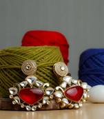 Red stone gold plated earrings