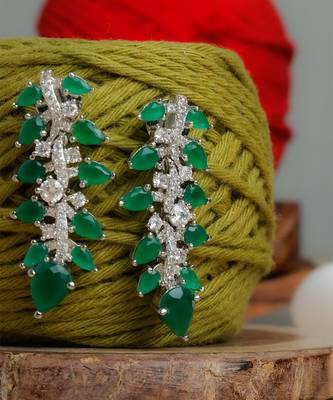 Green stone gold plated earrings 2