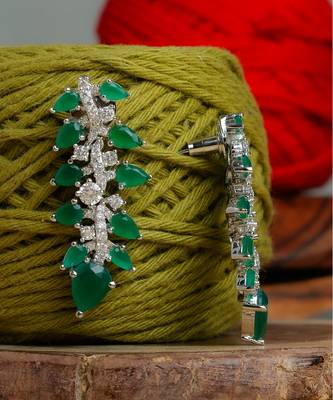 Green stone gold plated earrings 3