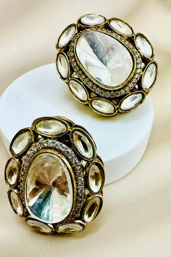 Silver stone gold plated earrings
