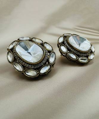 Silver stone gold plated earrings 1