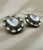 Silver stone gold plated earrings