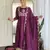 Women's  Embroidery Vichitra Silk Flared Kurta Pant with Dupatta Set
