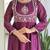 Women's Gorgeous Embroidery Vichitra Silk Fabric Flared Kurta Pant with Dupatta Set