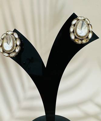 Silver stone gold plated earrings 3