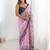 Baby pink chinon printed party wear saree