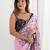 Baby pink chinon printed party wear saree