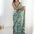 Off white chinon printed party wear saree