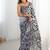 Off white chinon printed party wear saree