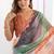 Multi color chinon printed party wear saree